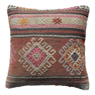 1970s Turkish Kilim Pillow Cover 16" For Sale