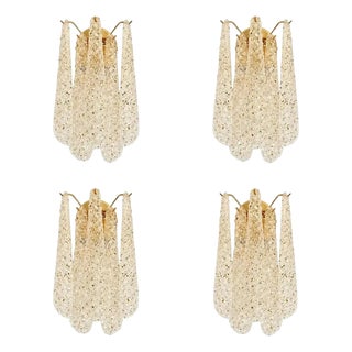 Italian Gold Wall Sconce with Murano Conchiglie Glass by Simoeng, Set of 4 For Sale