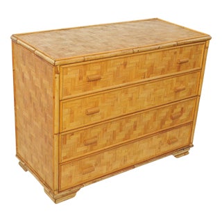 Bamboo and Pressed Bamboo Chest of Drawers, 1970s For Sale
