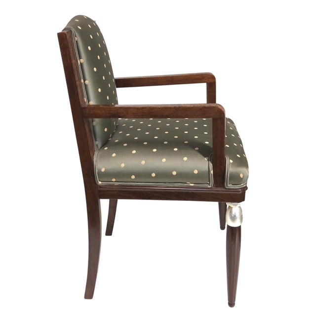 Mid-Century Modern Early 20th Century French Art Deco Desk / Arm / Side/ Occasional Chair Thuya Wood & Silver Leaf- Attributed to M. Dufrene For Sale - Image 3 of 12