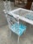 White 1970s White Wicker Dining Table With Metal Chairs and Blue Accent Cushions For Sale - Image 8 of 9