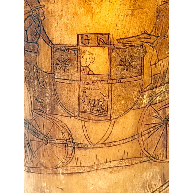 English Georgian Satirical Cow Horn Beaker Royal Coach Attacked Heraldic Lion For Sale - Image 16 of 18