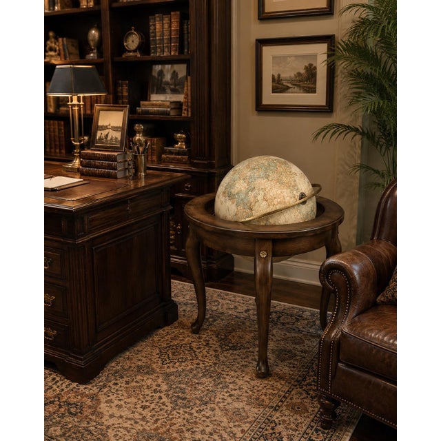 Queen Anne Vintage Library Globe on Queen Anne Stand in Old Chapel Satin Walnut – Traditional Office & Ralph Lauren Style Decor For Sale - Image 3 of 3