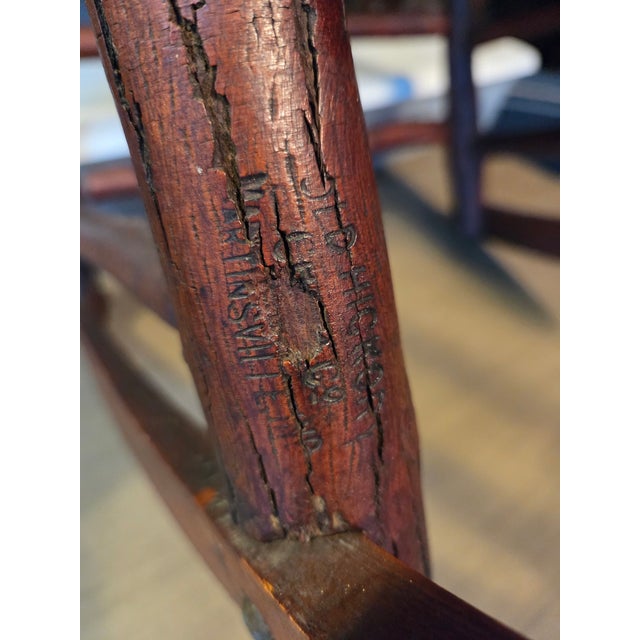 Burnt Umber Rare Antique Old Hickory Chair Company Andrew Jackson Model Rocking Chair For Sale - Image 8 of 14