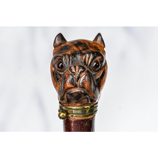 Amazing Hand Carved Wood British Bull Dog Antique Desk Letter Opener Office Decor For Sale - Image 4 of 12