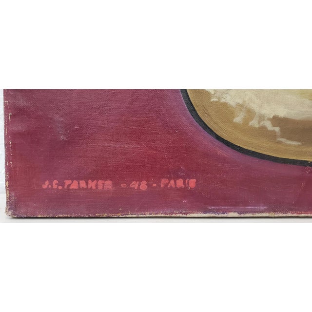 Surrealism Surreal Still Life Oil Painting by j.c. Parker, Paris 1948 For Sale - Image 3 of 9