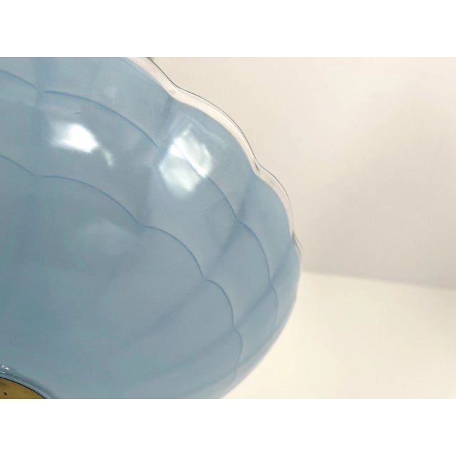 Early 20th Century 1940s Blue Scalloped Flush Light For Sale - Image 5 of 17