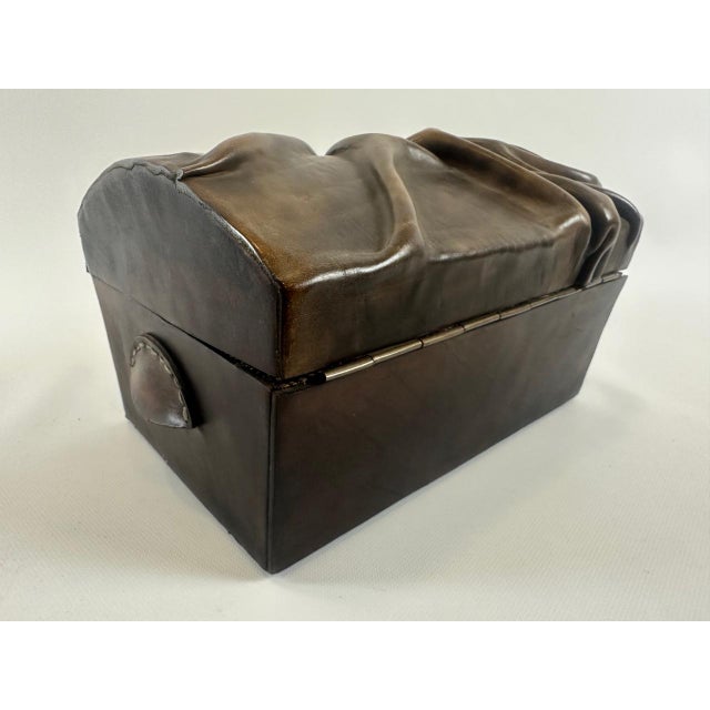 1980s Vintage Hand-Crafted Leather Jewelry Box, 1980s For Sale - Image 5 of 11