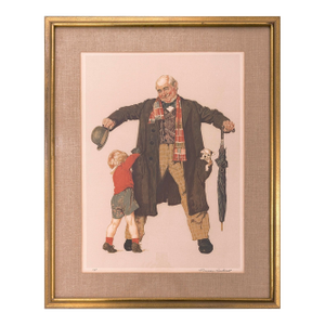 Norman Rockwell, the Gift (Framed, Hand Signed Lithograph)