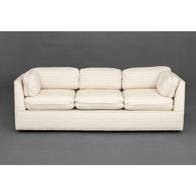 Modern Geometric Linen Upholstered 3-Seat Sofa For Sale - Image 10 of 18