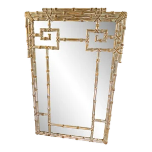 Italian Chinoiserie Giltwood Faux Bamboo Extra Large Mirror