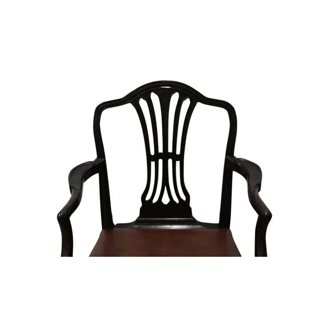C. Early 20th Century Georgian style mahogany armchair w/leather upholstered seat and brass nailhead trim