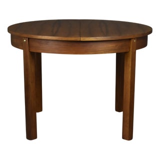 Round Walnut Veneer Dining Table, Poland, 1950s For Sale