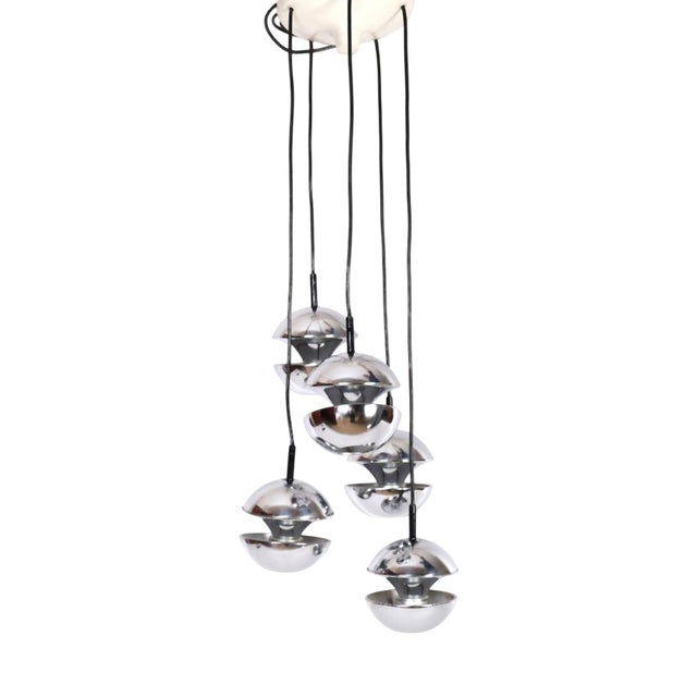 Space Age Cascade Ball Lamp in Chrome by Klaus Hempel fo Kaiser Leuchten, 1970s For Sale