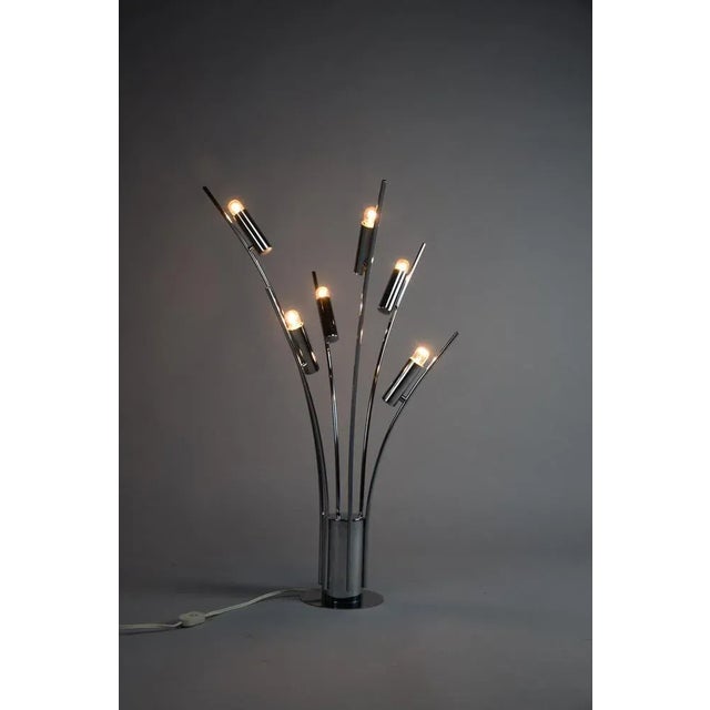 Silver Italian Chrome Plated Table Lamp, 1960 For Sale - Image 8 of 12