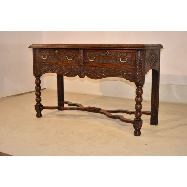 18th Century English Oak Sideboard With Gorgeous Hand-Carving For Sale - Image 4 of 12