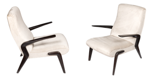 Fabric and Walnut Armchairs by Osvaldo Borsani for ABV, 1950s, Set of 2