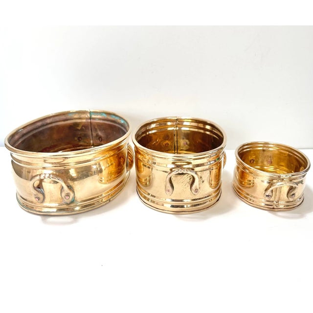 Vintage Brass Clamshell Seashell Tiered Planters - Set of 3 For Sale - Image 4 of 8