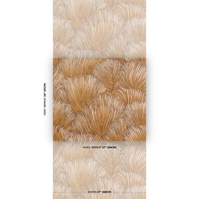 This stylish wallcovering features a dense scalloped arrangement of palm fronds that is delicately rendered with a subtle...