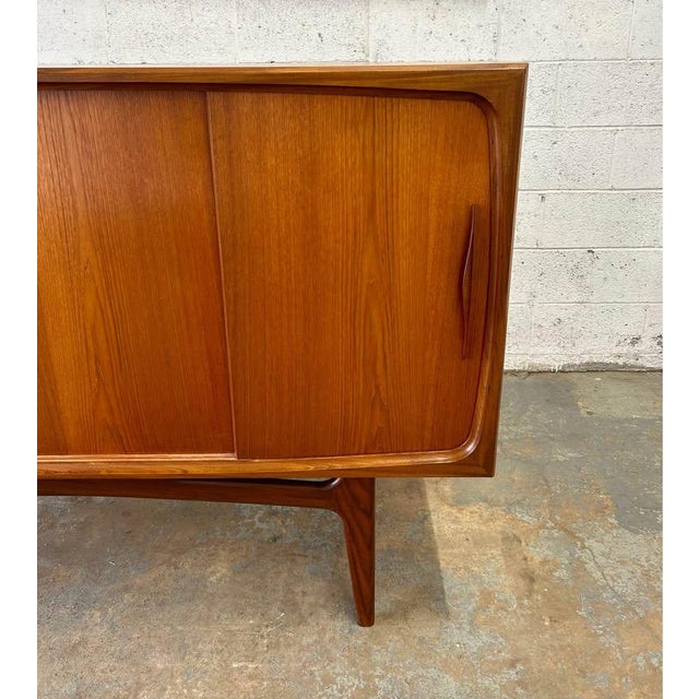 Danish Teak Mid Century Modern Sideboard by Aerthoj Jensen & Tage Molholm C. 1960s 4 Sliding Doors, Atrributed For Sale - Image 4 of 10