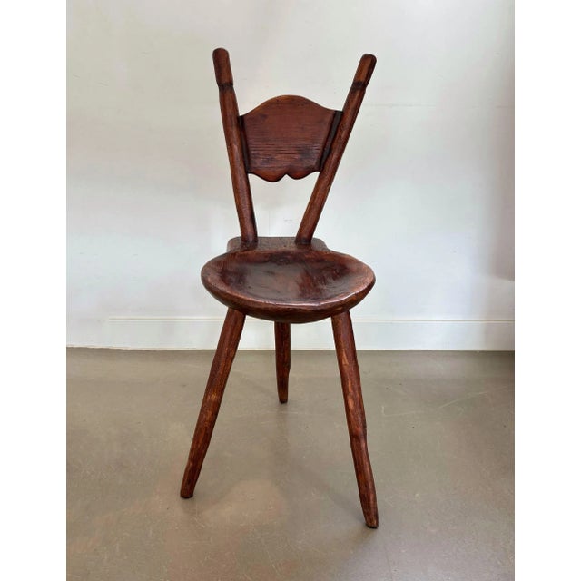 Antique Wooden Farmhouse Tripod Chair, 1900s For Sale - Image 5 of 11