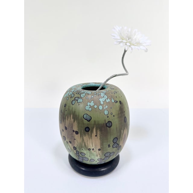 Glazed Studio Ceramic Art Vase with Standing Ring by Hanne Wydra-Jantz, Germany, 1980s For Sale - Image 17 of 18