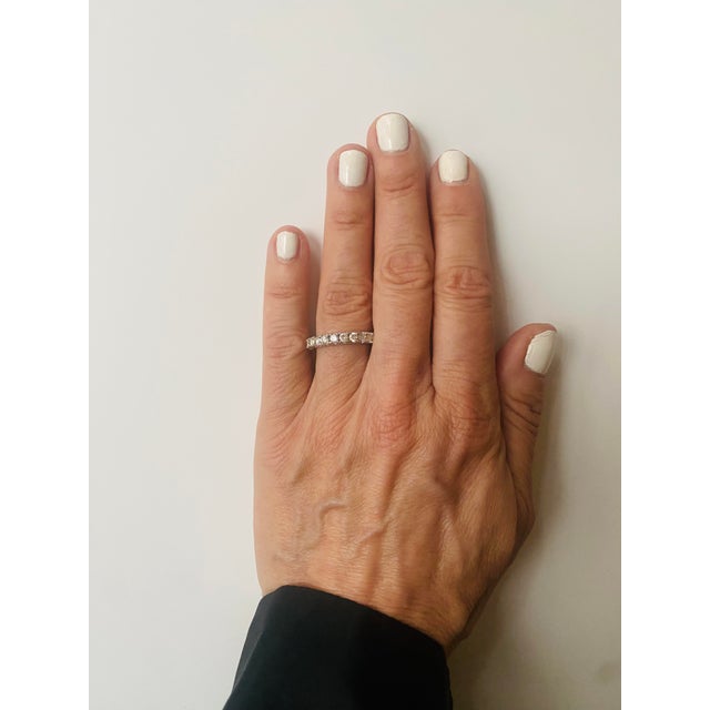 Eternity Band Faux Diamond 18Kt White Gold-Filled Setting For Sale In New York - Image 6 of 13