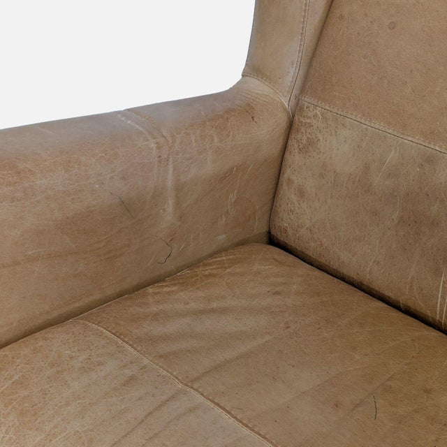 West Elm Tan Leather Lounge Chair – Modern Comfort & Style For Sale In San Francisco - Image 6 of 9
