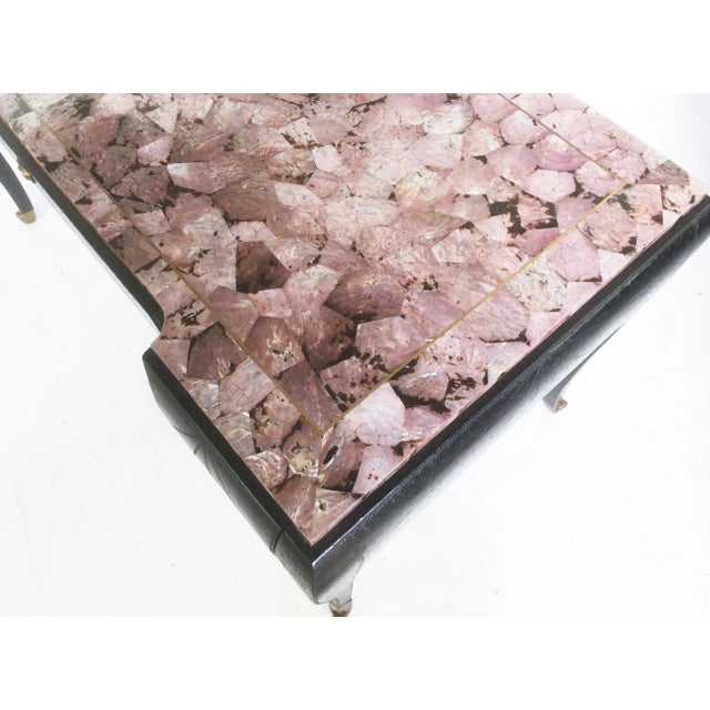 Black Art Deco Style Maitland-Smith Faux Ostrich Leather Writing Desk For Sale - Image 8 of 11