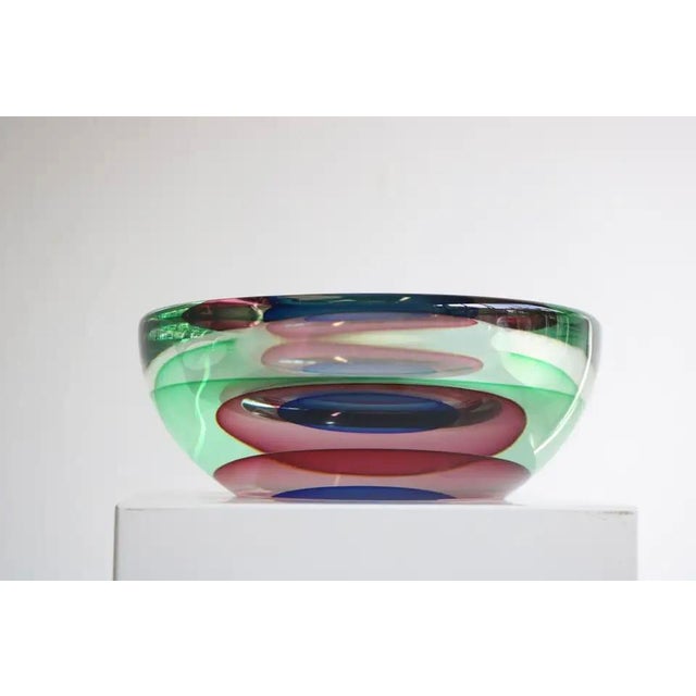 Mid-Century Italian Sommerso Murano Glass Bowl by Luigi Onesto, 1960 For Sale - Image 4 of 12