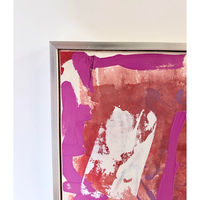 1990s Rare Lea Nikel Acrylic on Cardboard Mounted on Fabric Painting, 1996 For Sale - Image 5 of 5