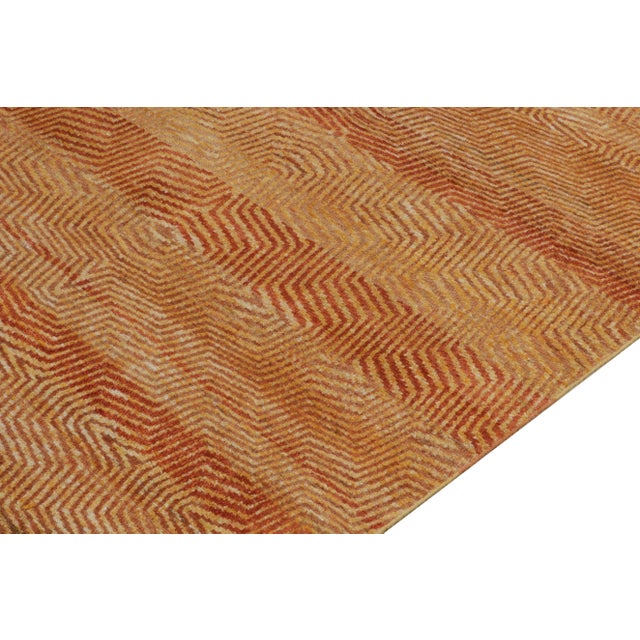 Rug & Kilim’s Hand-Knotted Rug in Gold-Orange, Brown Striations For Sale In New York - Image 6 of 7