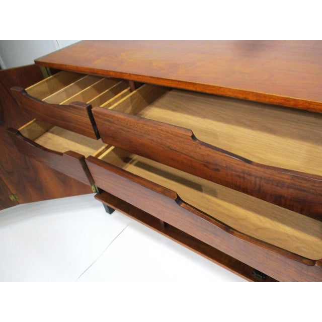 Brown George Nakashima Styled Mid Century Walnut Credenza Server Sideboard For Sale - Image 8 of 15
