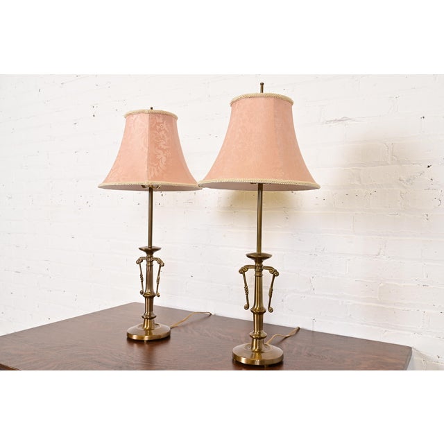 Art Deco Ralph Lauren Style Art Deco Brass Table Lamps, Pair For Sale - Image 3 of 15
