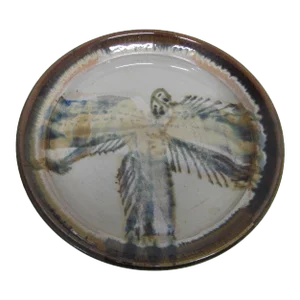 Antique Ishmael Soto Stoneware Ceramic Low Bowl or Center Plate, Texas