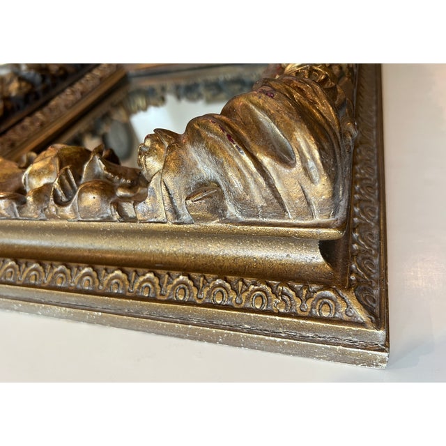 Ornate Gold and Black Deeply Carved Vintage Mirror For Sale In Sacramento - Image 6 of 17