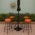 Vintage Spanish Revival Wrought Iron Swivel Bar Stool Set With Matching Mesh Bar Table & Heavy Umbrella Stand – Mid-Century, Orange Vinyl For Sale - Image 12 of 12
