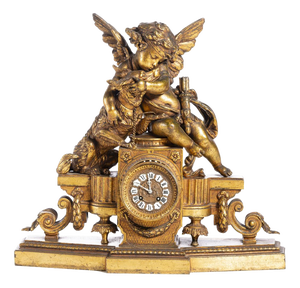 French Table Clock in Gllded Bronze, 19th Century