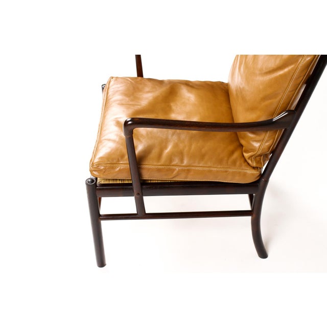 1960s Danish Modern / Mid Century Rosewood Colonial Armchair – Ole Wanscher for Poul Jeppesen – Cognac Leather For Sale - Image 13 of 16