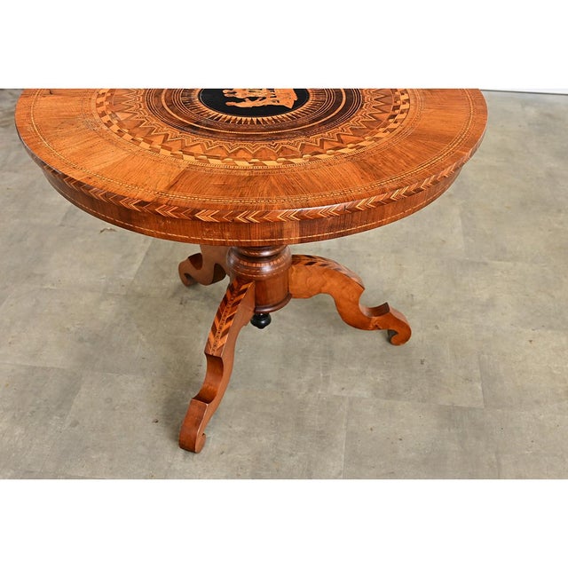 Italian 19th Century Marquetry Inlay Round Center Table For Sale - Image 13 of 14