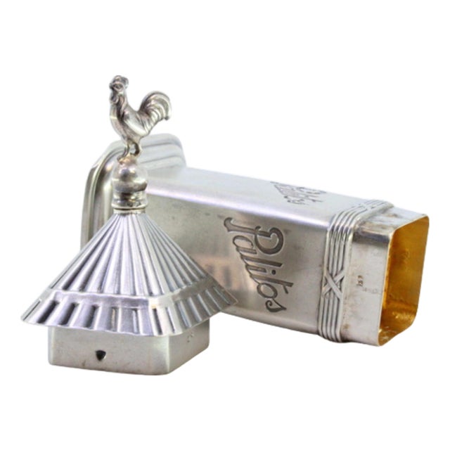 Silver Chicken Toothpick Holder with Rooster Top and Friezes For Sale