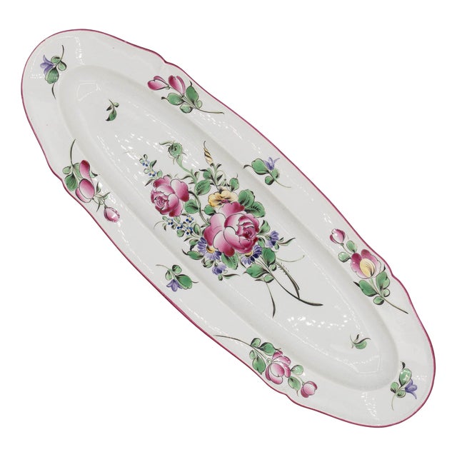 French Art Nouveau Long Oval Platter from Luneville, Early 20th Century For Sale