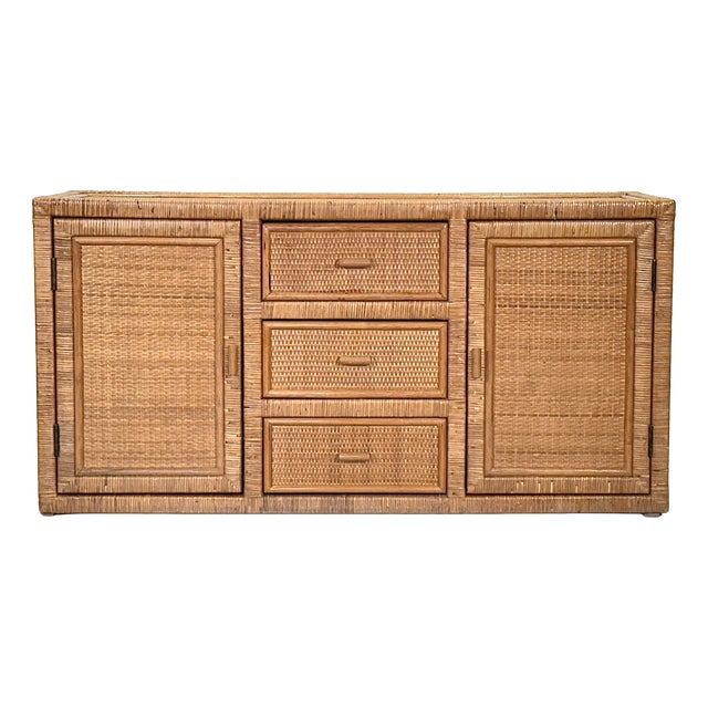 Vintage Wicker Sideboard, 1970s For Sale