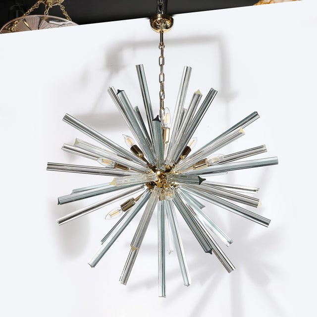 Modernist Hand-Blown Murano Smoked Aquamarine Camer Glass Sputnik Chandelier For Sale - Image 9 of 12