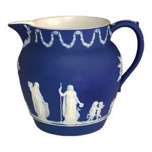Antique Wedgwood Large Dark Blue Jasperware Pitcher Made in England