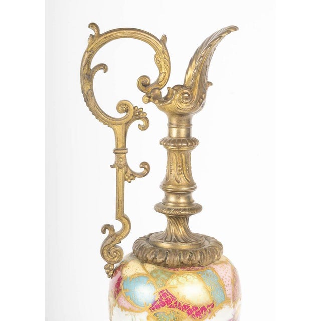 Painted and enamelled porcelain and bronze ewer, napoleon iii period, 19th century. Ewer, napoleon iii period, 19th...