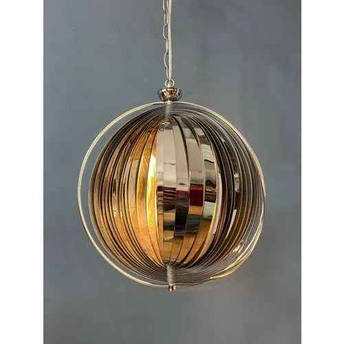 Chrome Moon Spiral Hanging Lamp by Henri Mathieu For Sale - Image 3 of 11