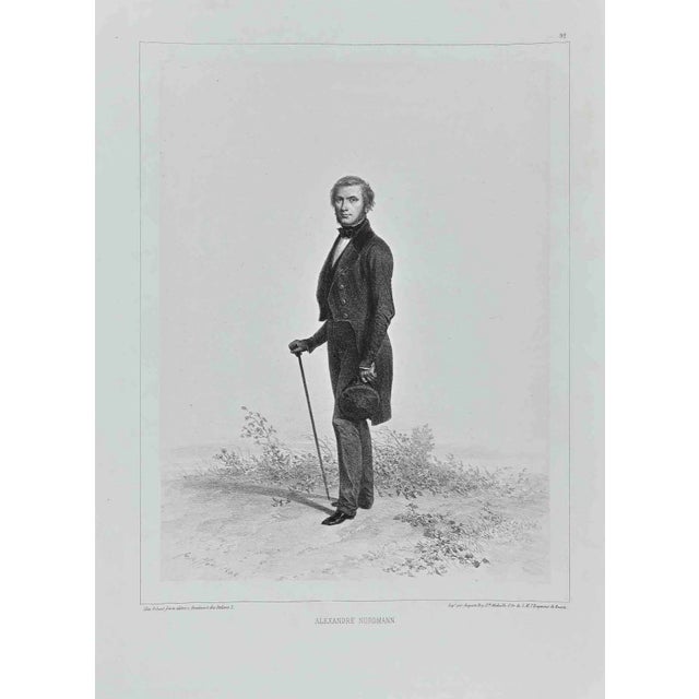 Auguste Raffet, Portrait of Alexandre Nordmann, Original Lithograph, 1848 For Sale