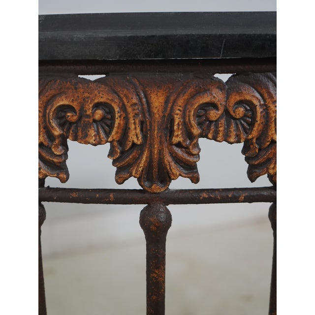 Maitland - Smith Maitland Smith Marble Top Iron Base Console Hall Table For Sale - Image 4 of 12