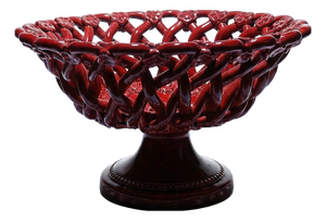 Small Vintage Red Braided Openwork Ceramic Bowl from Pichon Uzès, 1980s